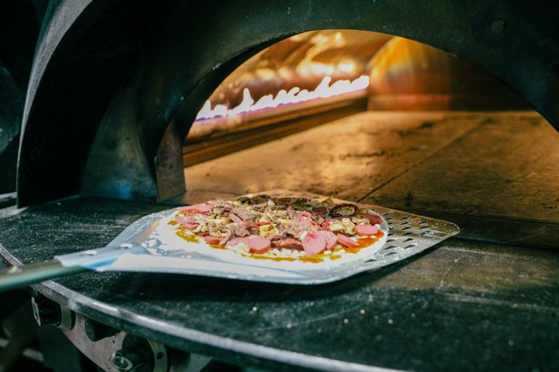 Sausage and roasted peppers pizza at Anthony's coal fired